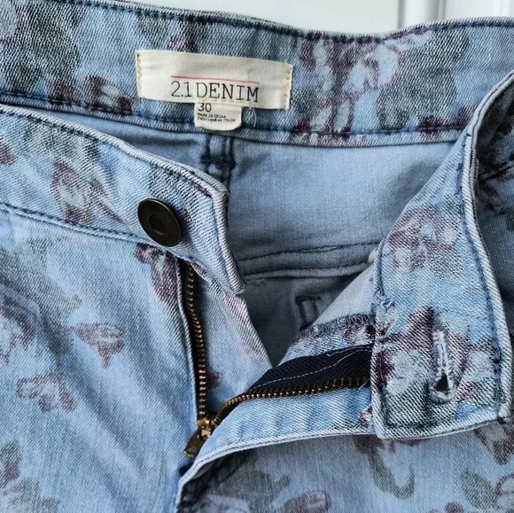 21 Denim by Forever 21 Women's Floral Print Low Rise Skinny Jeans, 30 - Picture 8 of 8